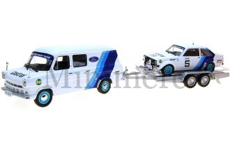 Ford Transit Van with Ford Escort on Trailer Scale Model